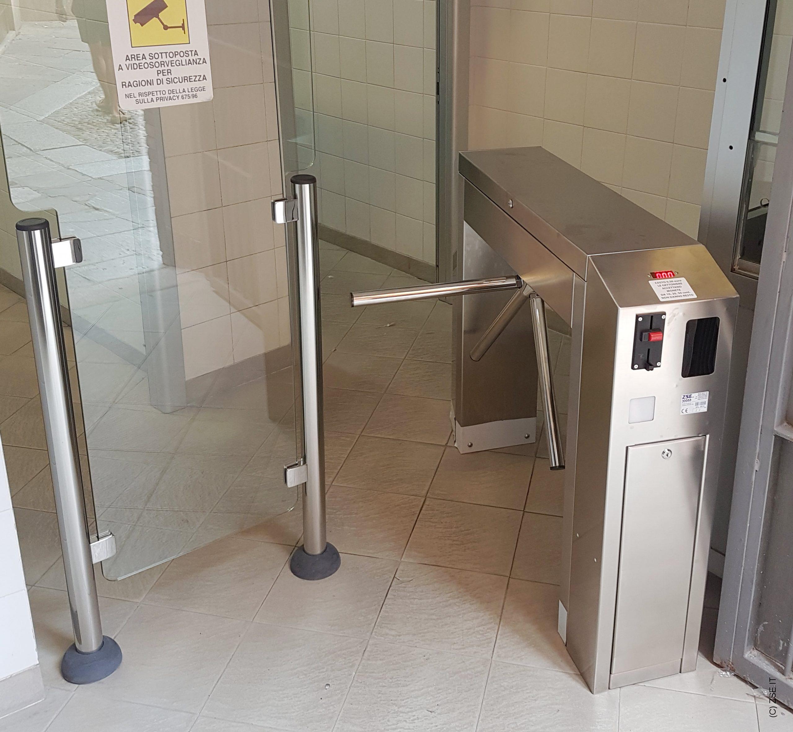 Tornello Inox con gettoniera per bagni a pagamento